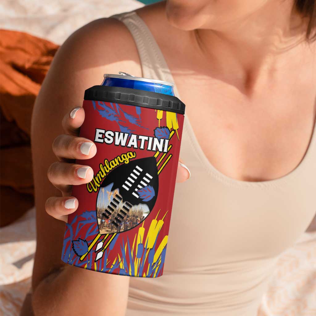 Personalized Eswatini Umhlanga 4 in 1 Can Cooler Tumbler Nguni Shield With Reed - Wonder Print Shop