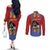 Personalized Eswatini Umhlanga Couples Matching Off The Shoulder Long Sleeve Dress and Long Sleeve Button Shirt Nguni Shield With Reed - Wonder Print Shop