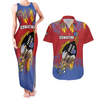 Personalized Eswatini Umhlanga Couples Matching Tank Maxi Dress and Hawaiian Shirt Nguni Shield With Reed - Wonder Print Shop