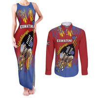 Personalized Eswatini Umhlanga Couples Matching Tank Maxi Dress and Long Sleeve Button Shirt Nguni Shield With Reed - Wonder Print Shop
