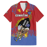 Personalized Eswatini Umhlanga Family Matching Off The Shoulder Long Sleeve Dress and Hawaiian Shirt Nguni Shield With Reed - Wonder Print Shop