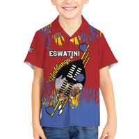 Personalized Eswatini Umhlanga Family Matching Off The Shoulder Long Sleeve Dress and Hawaiian Shirt Nguni Shield With Reed - Wonder Print Shop