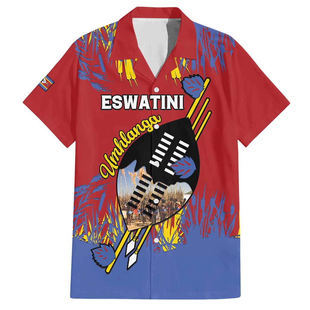 Personalized Eswatini Umhlanga Family Matching Off Shoulder Maxi Dress and Hawaiian Shirt Nguni Shield With Reed - Wonder Print Shop