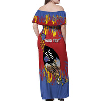 Personalized Eswatini Umhlanga Family Matching Off Shoulder Maxi Dress and Hawaiian Shirt Nguni Shield With Reed - Wonder Print Shop