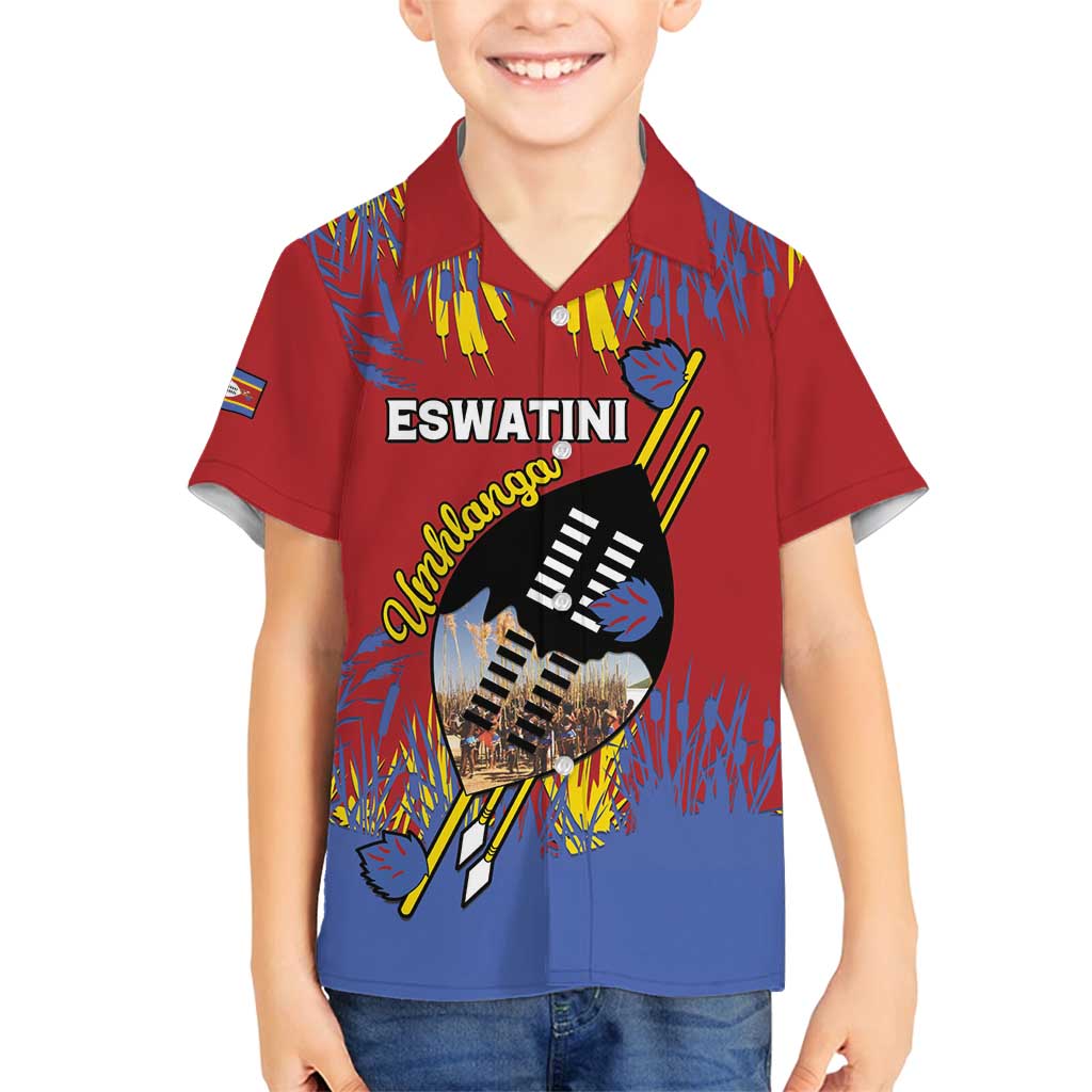Personalized Eswatini Umhlanga Family Matching Puletasi and Hawaiian Shirt Nguni Shield With Reed - Wonder Print Shop