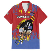 Personalized Eswatini Umhlanga Family Matching Short Sleeve Bodycon Dress and Hawaiian Shirt Nguni Shield With Reed - Wonder Print Shop