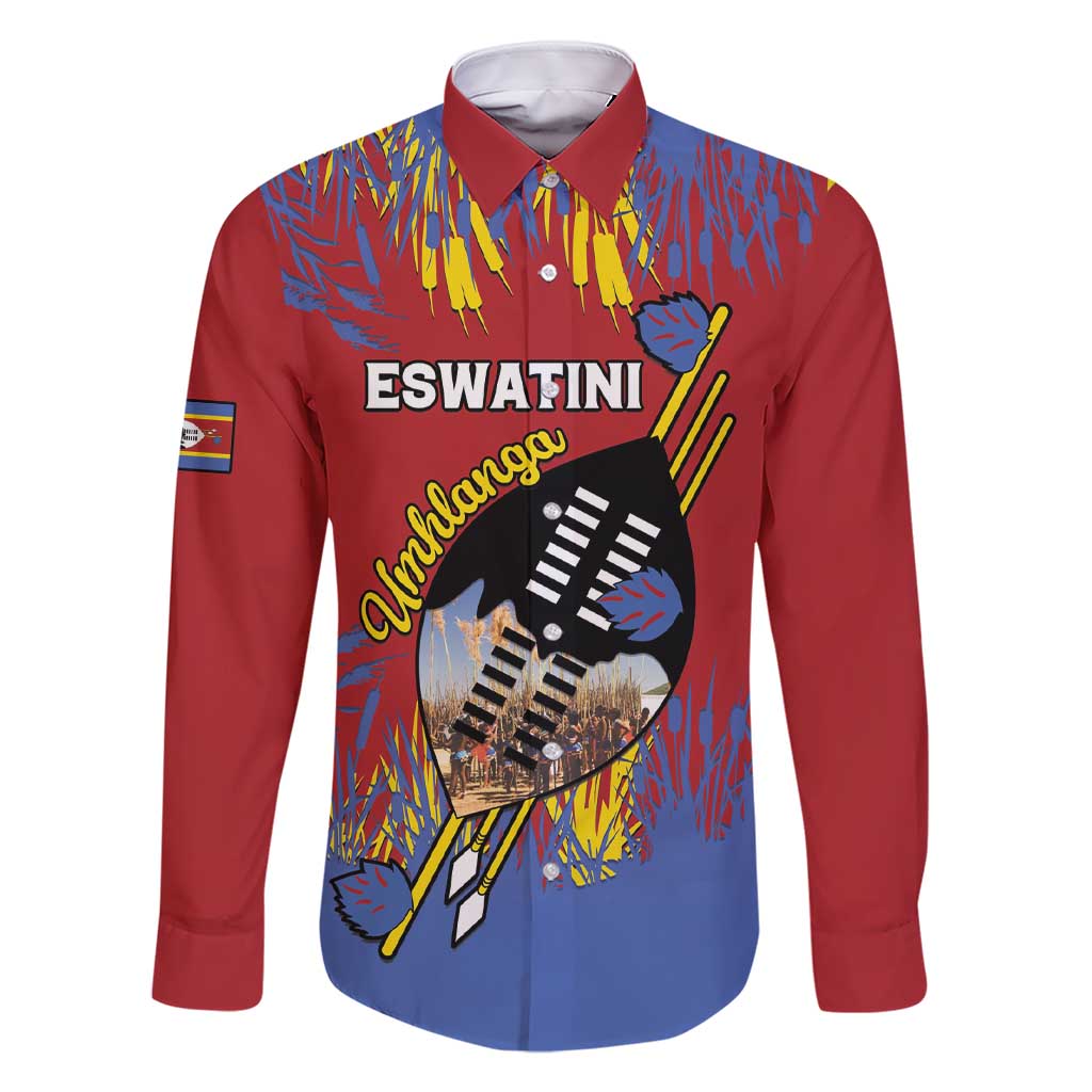 Personalized Eswatini Umhlanga Family Matching Short Sleeve Bodycon Dress and Hawaiian Shirt Nguni Shield With Reed - Wonder Print Shop