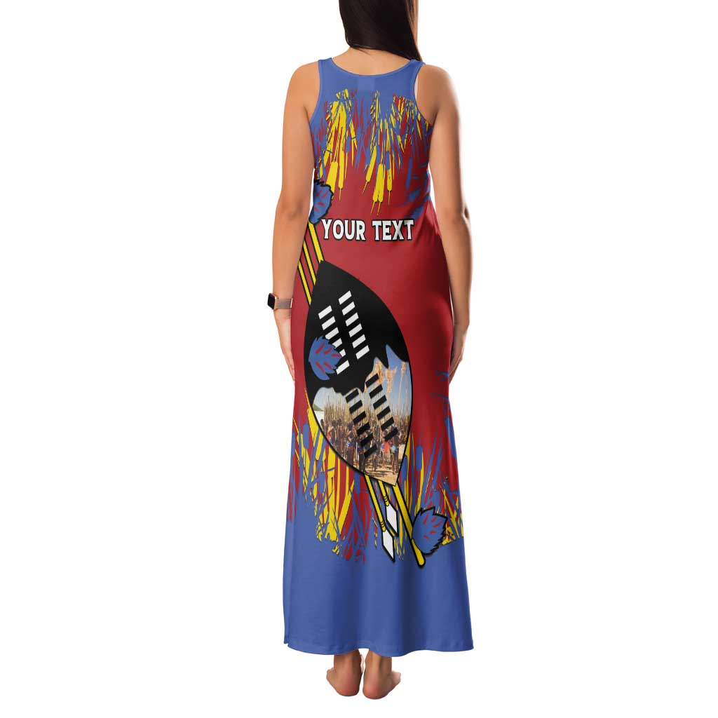 Personalized Eswatini Umhlanga Family Matching Tank Maxi Dress and Hawaiian Shirt Nguni Shield With Reed - Wonder Print Shop