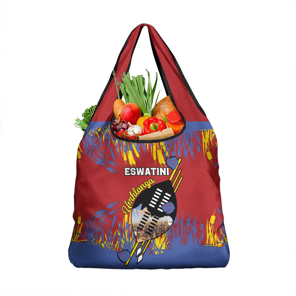 Eswatini Umhlanga Grocery Bag Nguni Shield With Reed - Wonder Print Shop