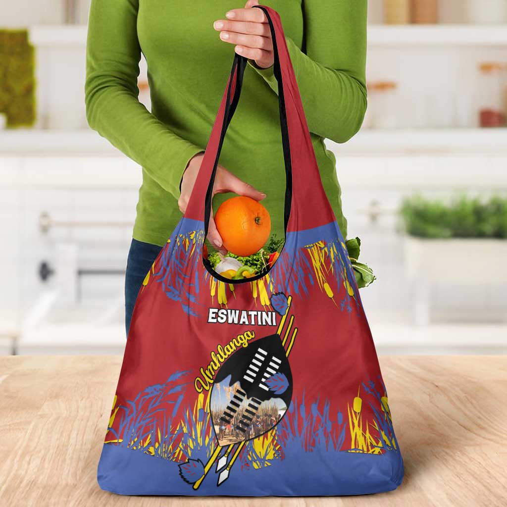 Eswatini Umhlanga Grocery Bag Nguni Shield With Reed - Wonder Print Shop