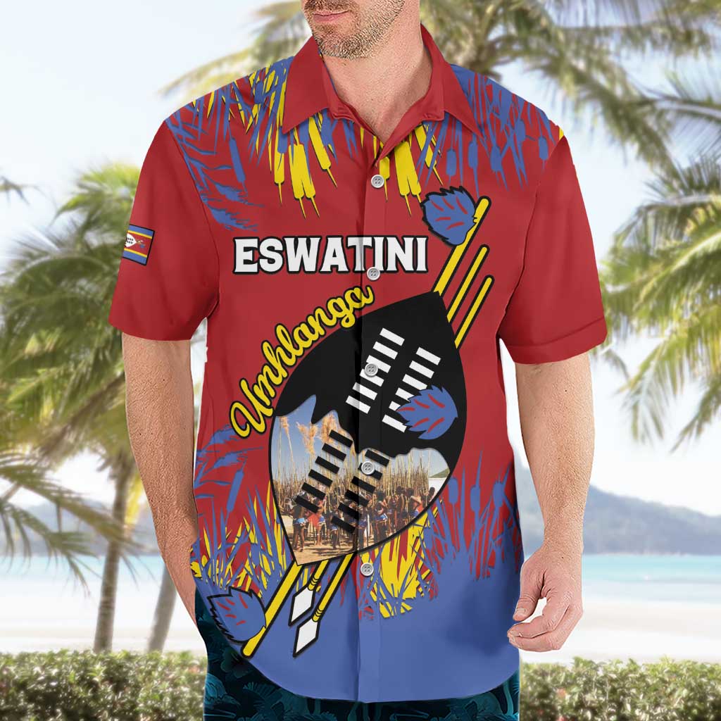Personalized Eswatini Umhlanga Hawaiian Shirt Nguni Shield With Reed - Wonder Print Shop