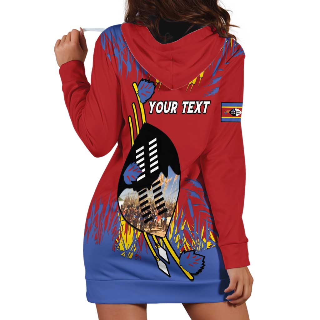 Personalized Eswatini Umhlanga Hoodie Dress Nguni Shield With Reed - Wonder Print Shop