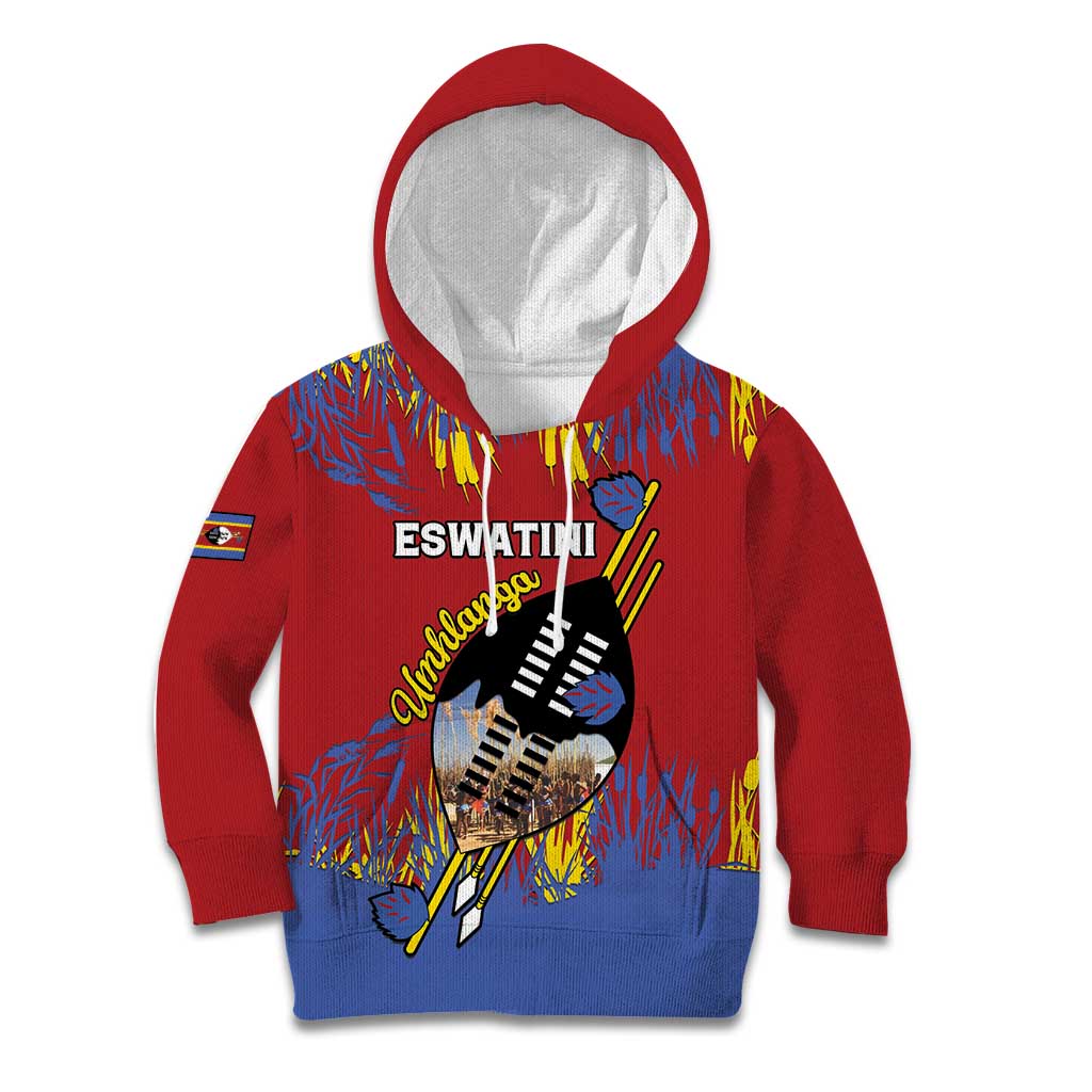 Personalized Eswatini Umhlanga Kid Hoodie Nguni Shield With Reed - Wonder Print Shop