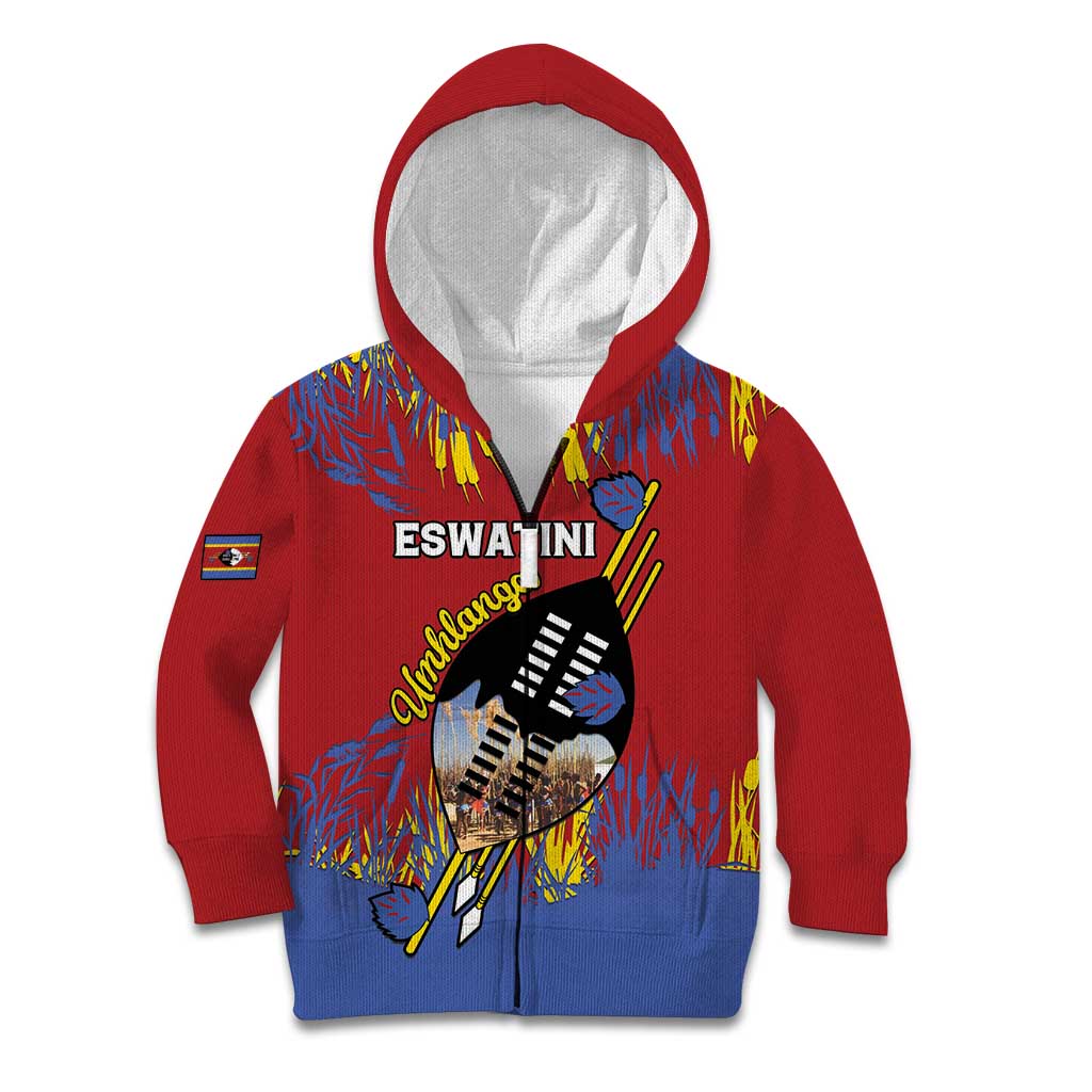 Personalized Eswatini Umhlanga Kid Hoodie Nguni Shield With Reed - Wonder Print Shop