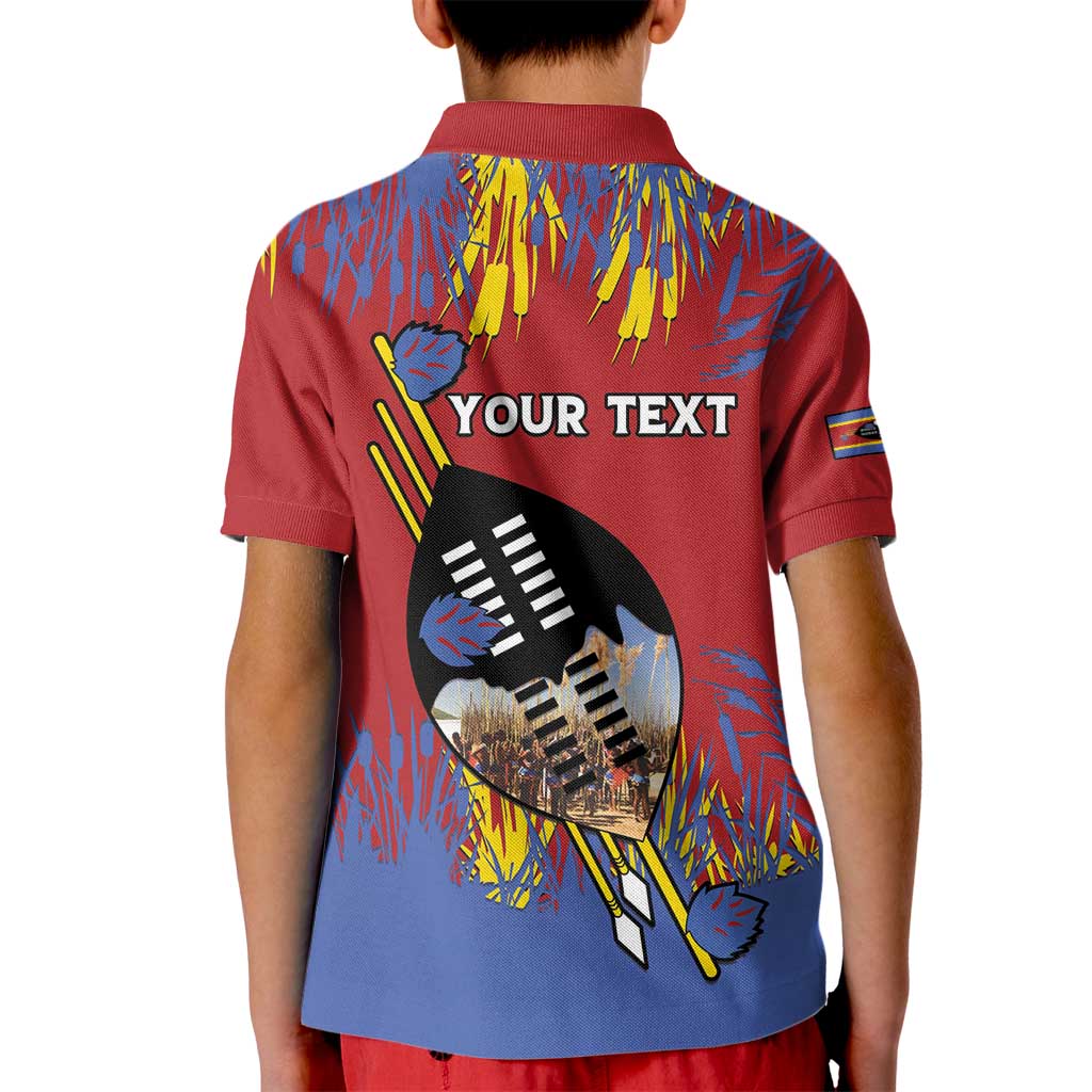 Personalized Eswatini Umhlanga Kid Polo Shirt Nguni Shield With Reed - Wonder Print Shop