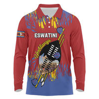 Personalized Eswatini Umhlanga Long Sleeve Polo Shirt Nguni Shield With Reed - Wonder Print Shop