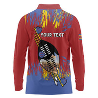 Personalized Eswatini Umhlanga Long Sleeve Polo Shirt Nguni Shield With Reed - Wonder Print Shop