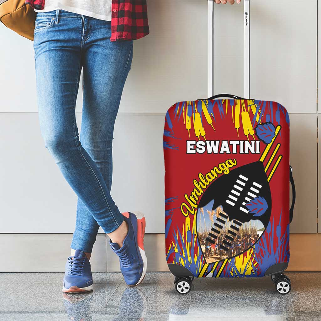 Eswatini Umhlanga Luggage Cover Nguni Shield With Reed - Wonder Print Shop