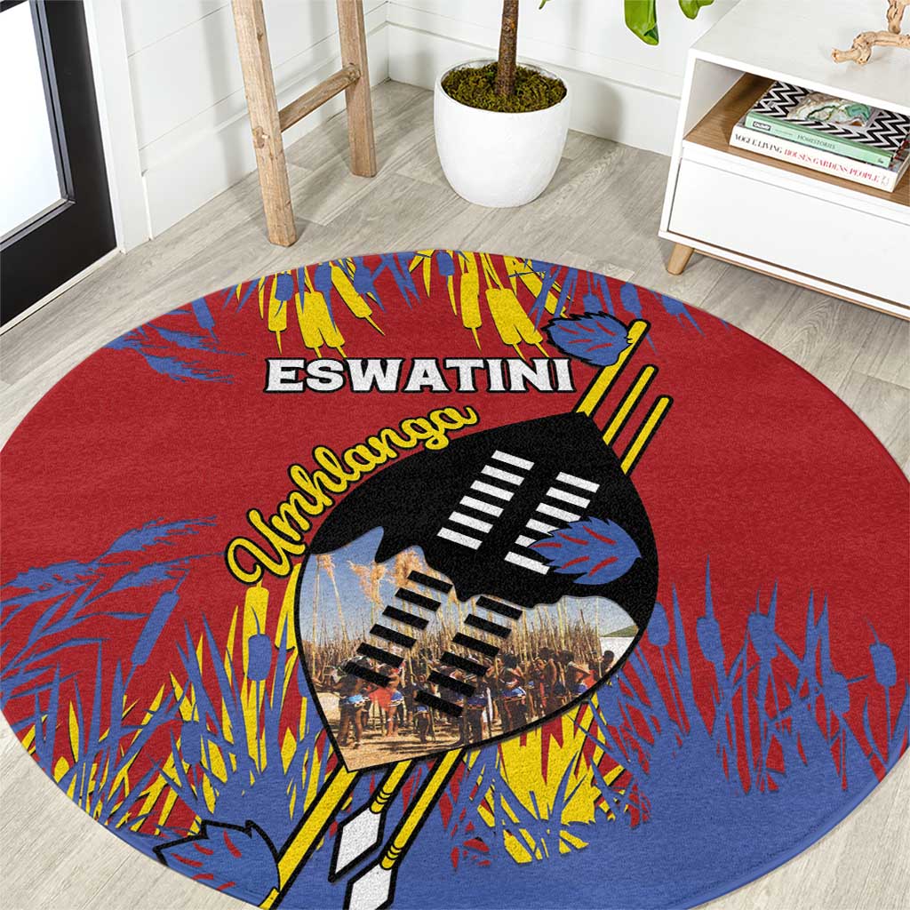 Eswatini Umhlanga Round Carpet Nguni Shield With Reed - Wonder Print Shop