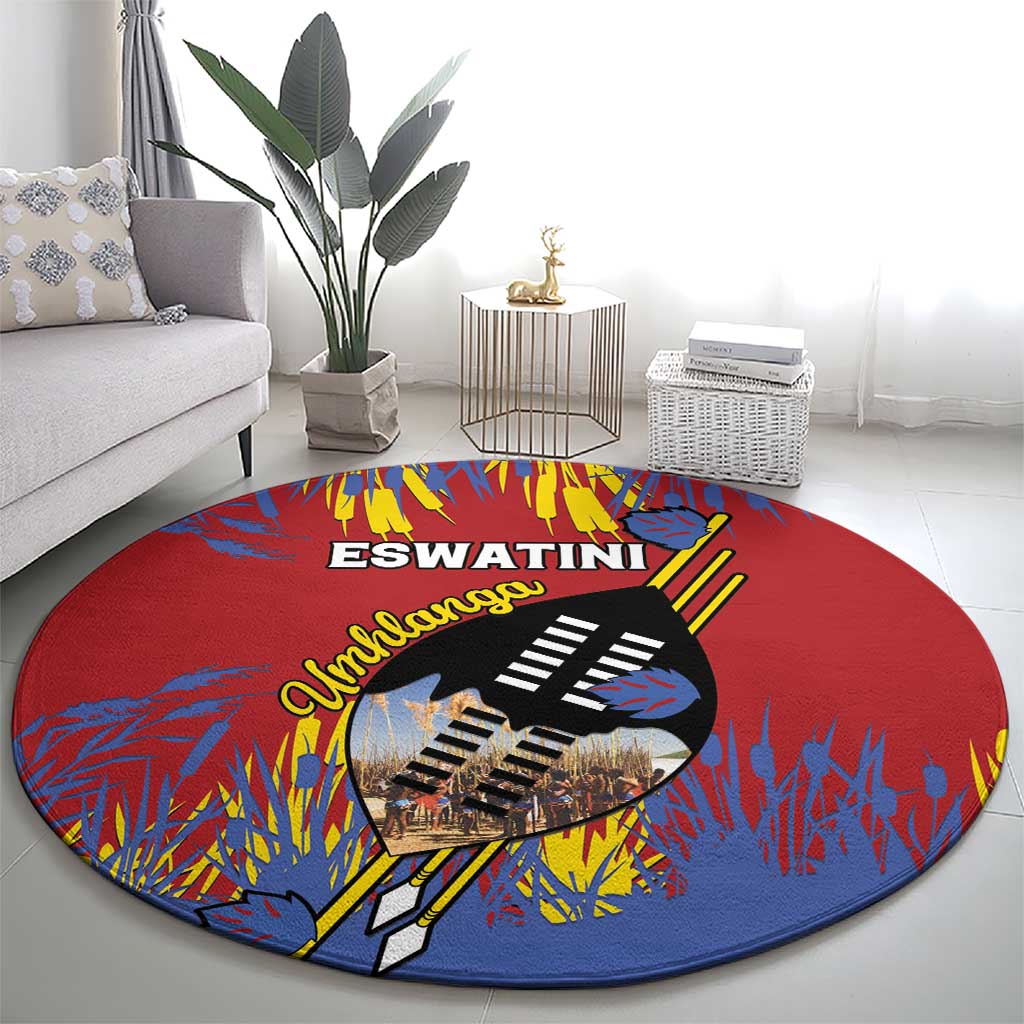Eswatini Umhlanga Round Carpet Nguni Shield With Reed - Wonder Print Shop
