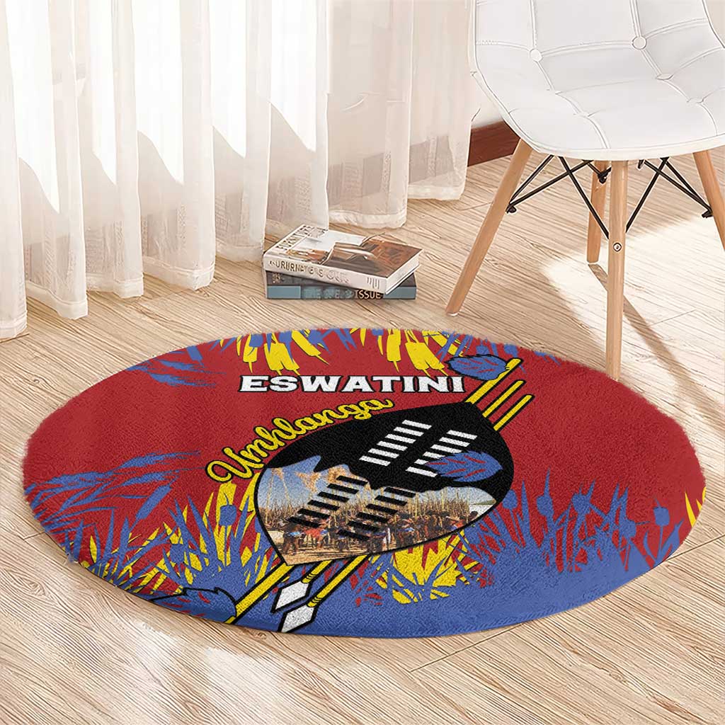 Eswatini Umhlanga Round Carpet Nguni Shield With Reed - Wonder Print Shop