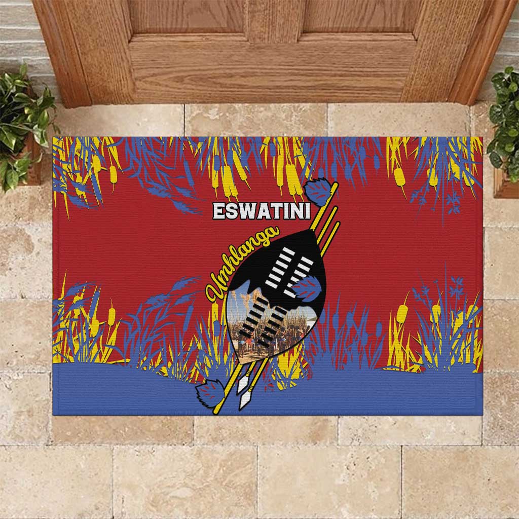 Eswatini Umhlanga Rubber Doormat Nguni Shield With Reed - Wonder Print Shop