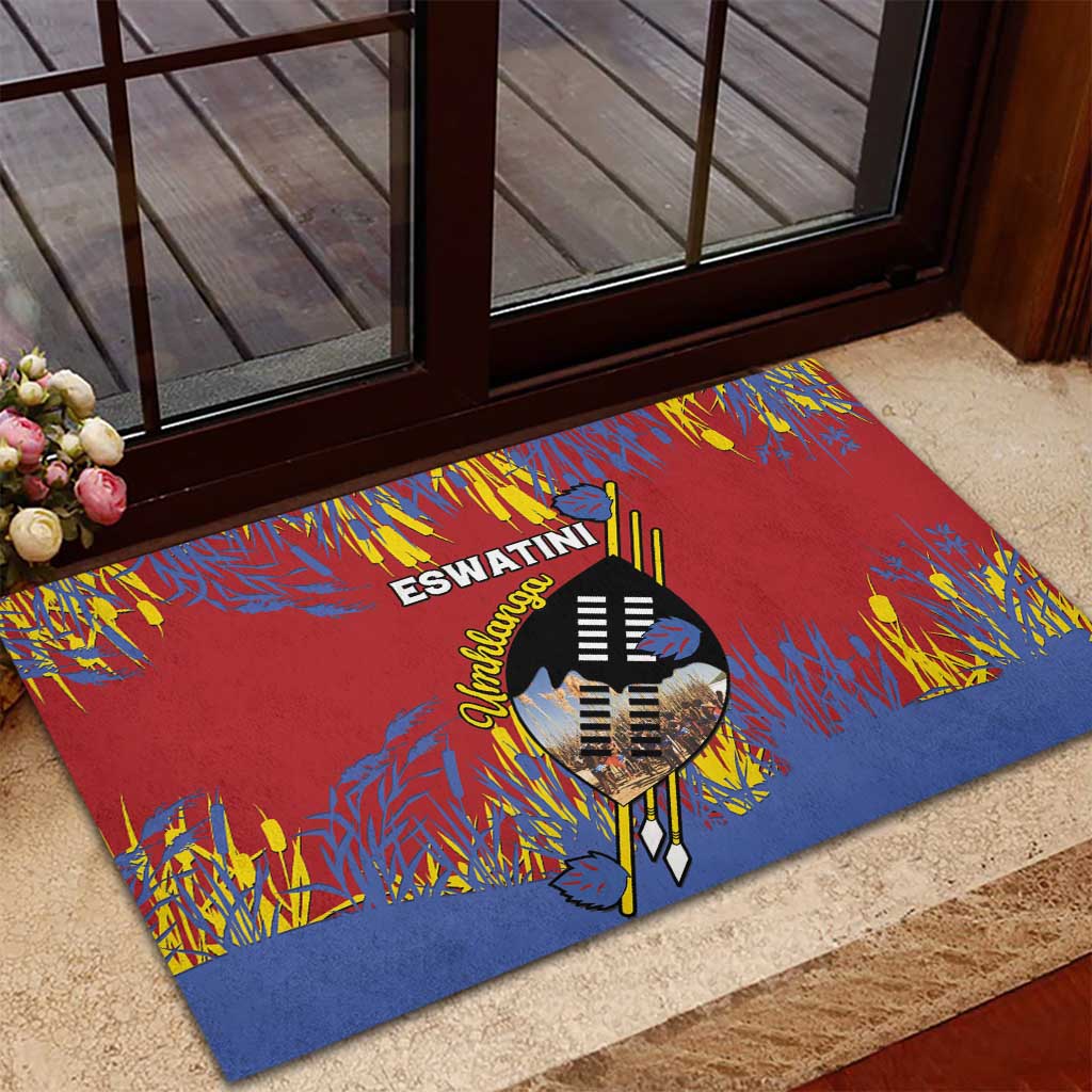 Eswatini Umhlanga Rubber Doormat Nguni Shield With Reed - Wonder Print Shop