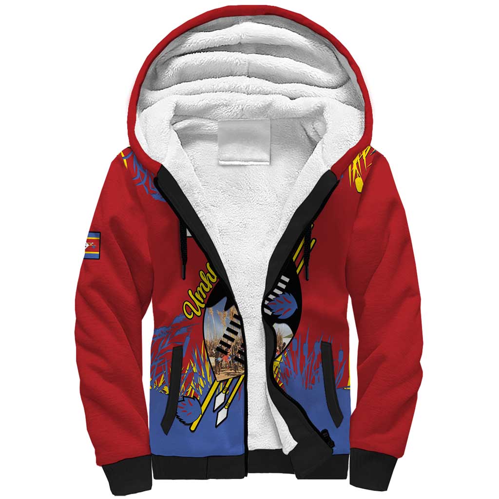 Personalized Eswatini Umhlanga Sherpa Hoodie Nguni Shield With Reed - Wonder Print Shop
