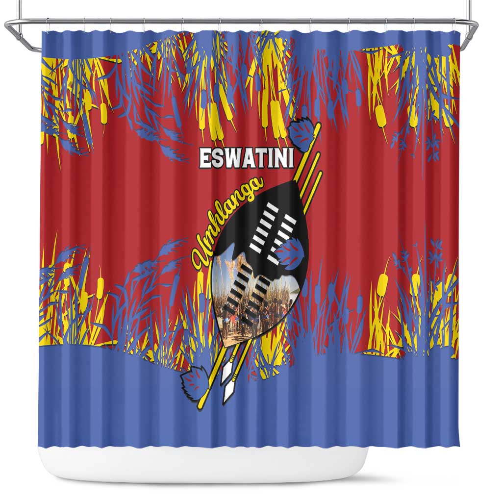 Eswatini Umhlanga Shower Curtain Nguni Shield With Reed - Wonder Print Shop
