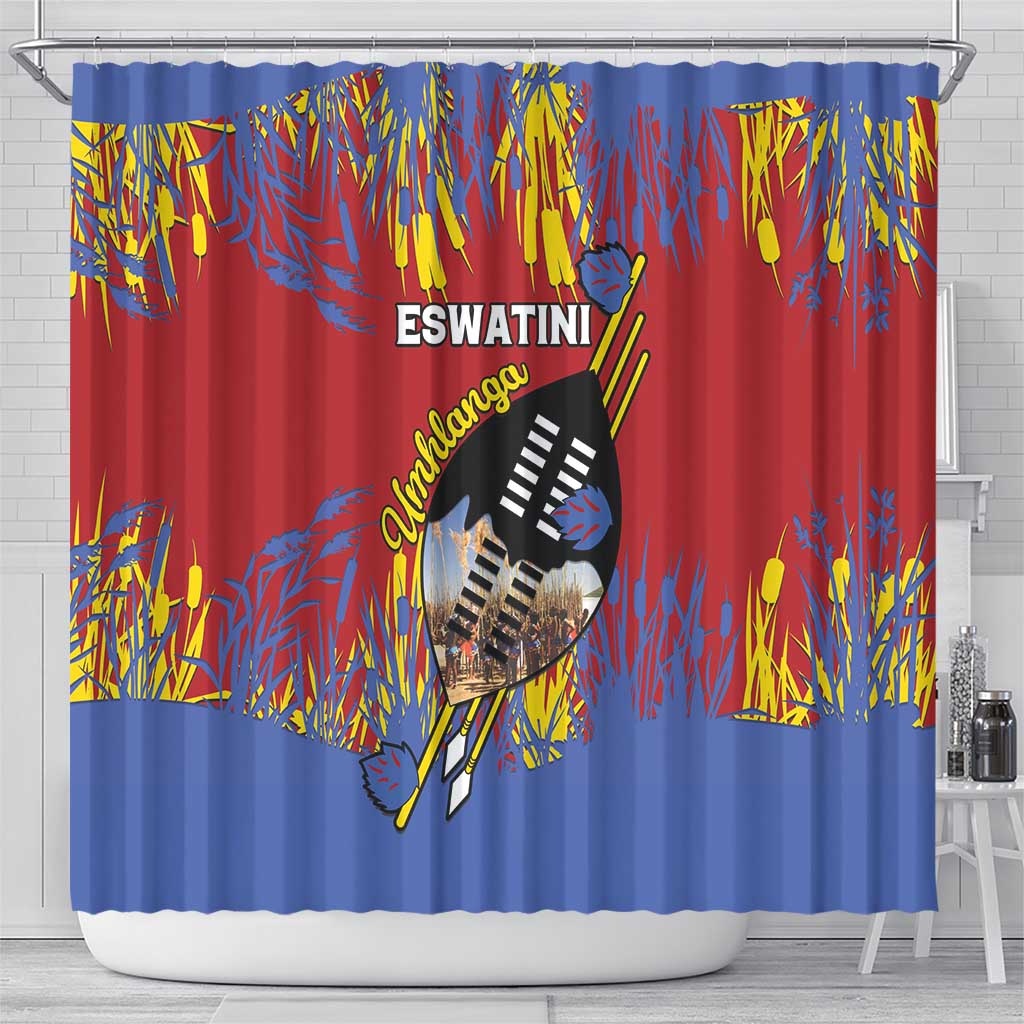 Eswatini Umhlanga Shower Curtain Nguni Shield With Reed - Wonder Print Shop