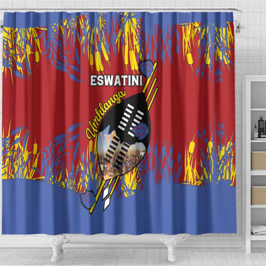 Eswatini Umhlanga Shower Curtain Nguni Shield With Reed - Wonder Print Shop