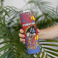 Personalized Eswatini Umhlanga Skinny Tumbler Nguni Shield With Reed - Wonder Print Shop