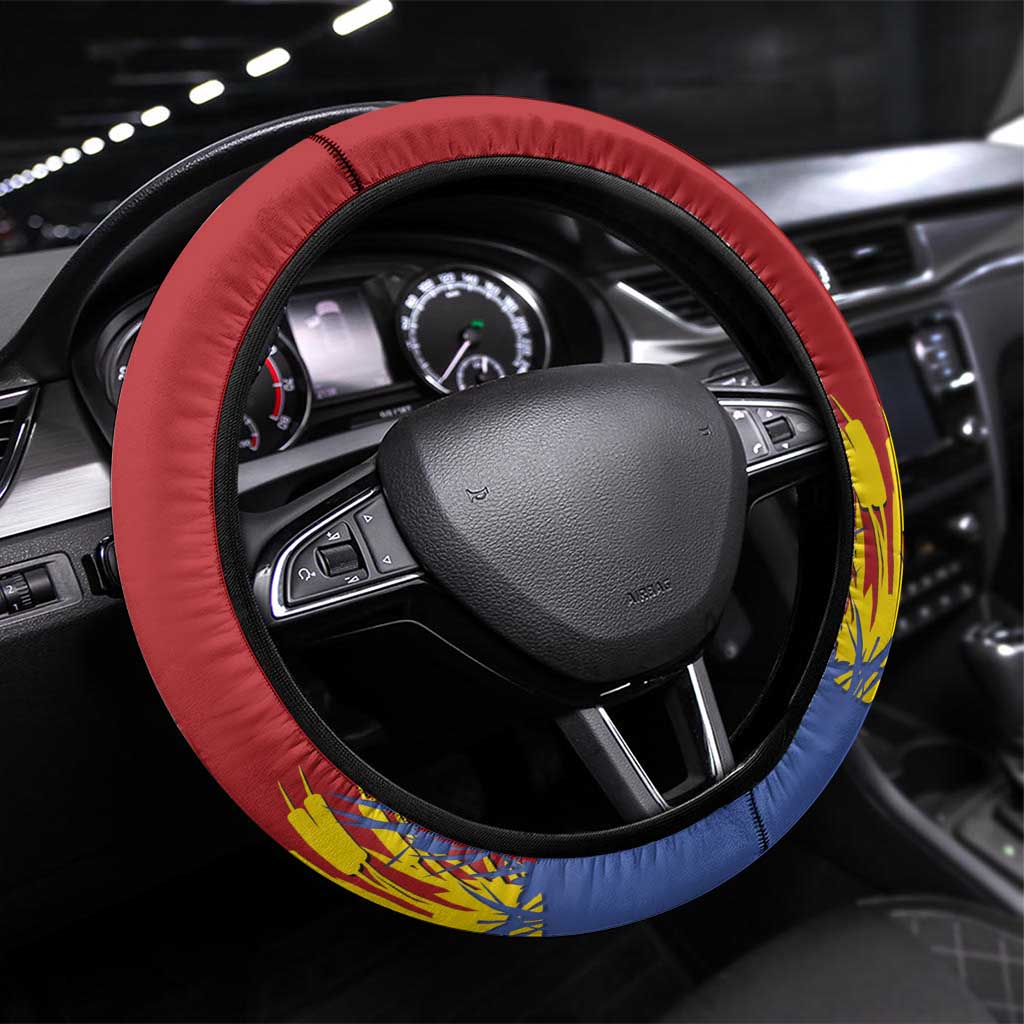 Eswatini Umhlanga Steering Wheel Cover Nguni Shield With Reed - Wonder Print Shop