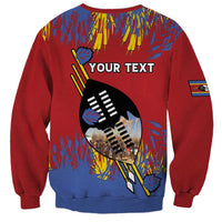 Personalized Eswatini Umhlanga Sweatshirt Nguni Shield With Reed - Wonder Print Shop