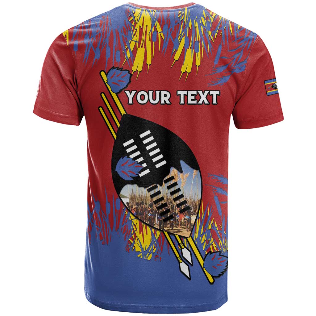 Personalized Eswatini Umhlanga T Shirt Nguni Shield With Reed - Wonder Print Shop