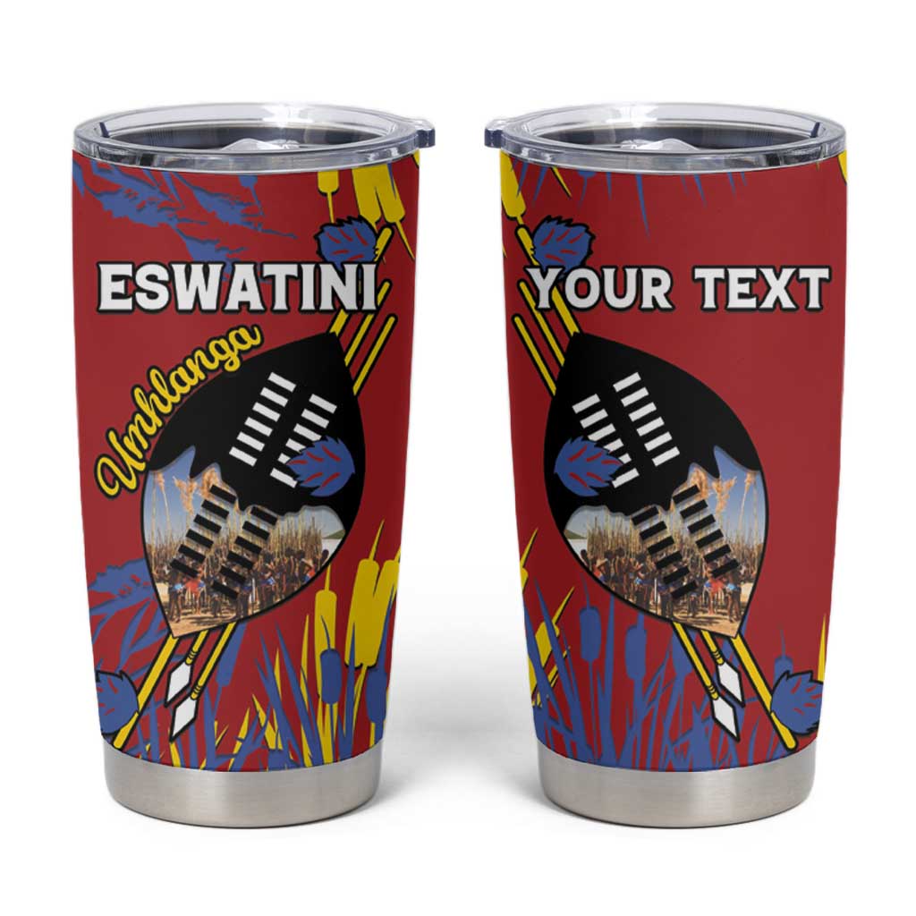 Personalized Eswatini Umhlanga Tumbler Cup Nguni Shield With Reed - Wonder Print Shop