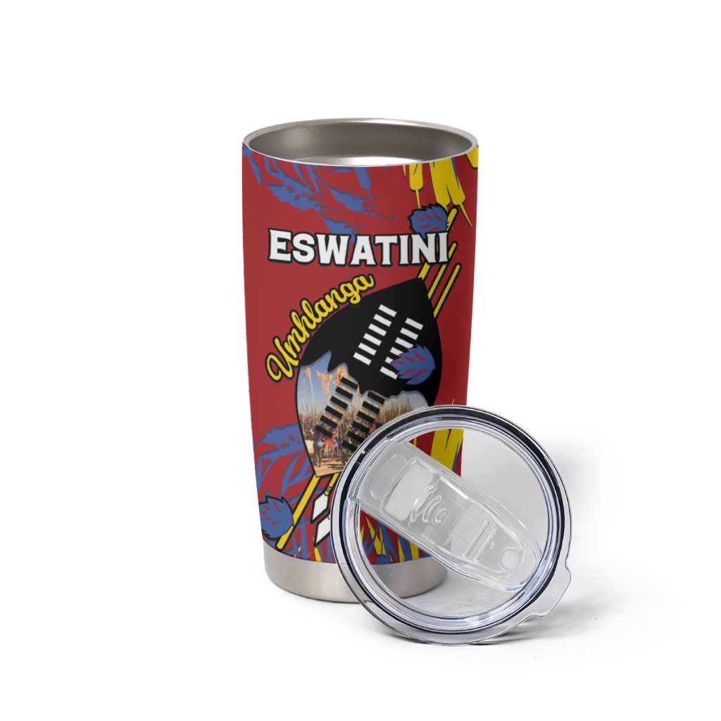 Personalized Eswatini Umhlanga Tumbler Cup Nguni Shield With Reed - Wonder Print Shop