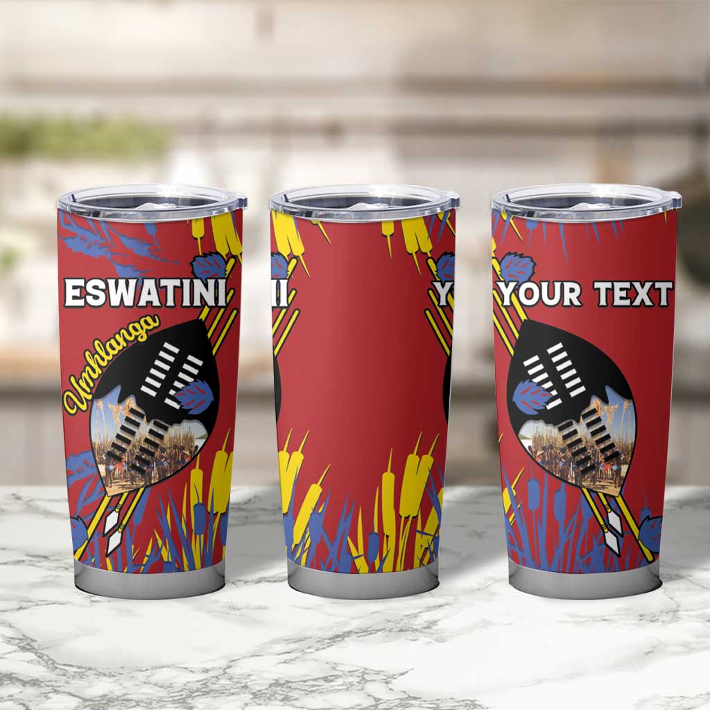 Personalized Eswatini Umhlanga Tumbler Cup Nguni Shield With Reed - Wonder Print Shop