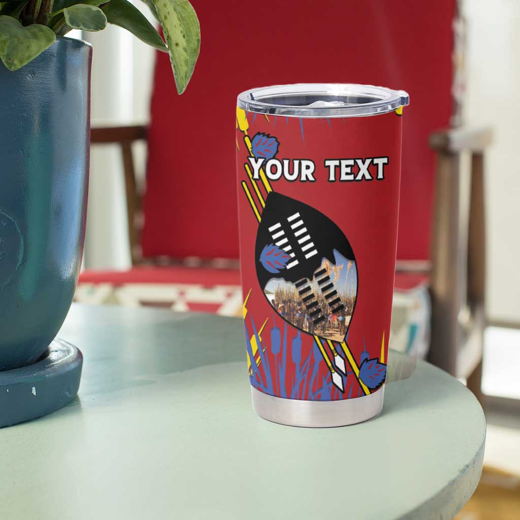 Personalized Eswatini Umhlanga Tumbler Cup Nguni Shield With Reed - Wonder Print Shop