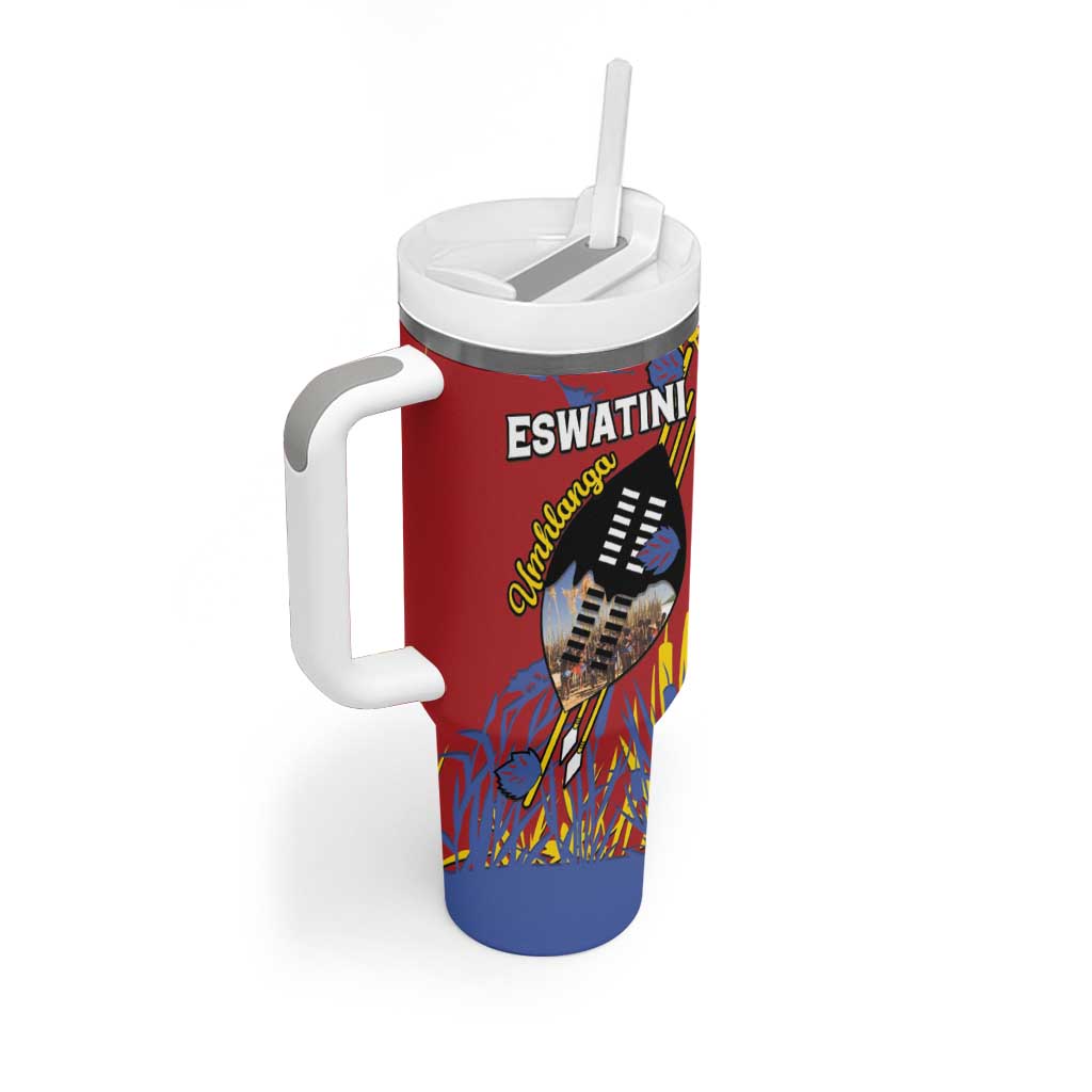 Personalized Eswatini Umhlanga Tumbler With Handle Nguni Shield With Reed - Wonder Print Shop
