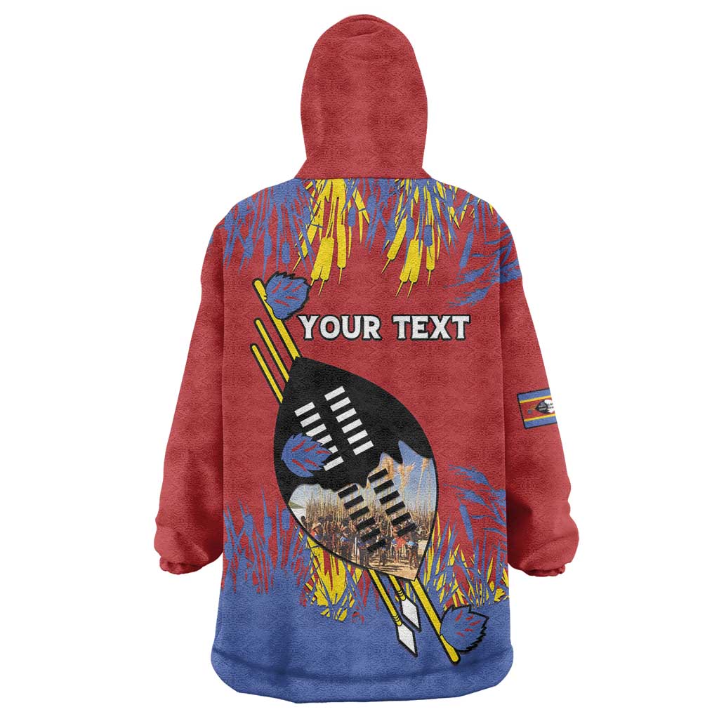 Personalized Eswatini Umhlanga Wearable Blanket Hoodie Nguni Shield With Reed - Wonder Print Shop