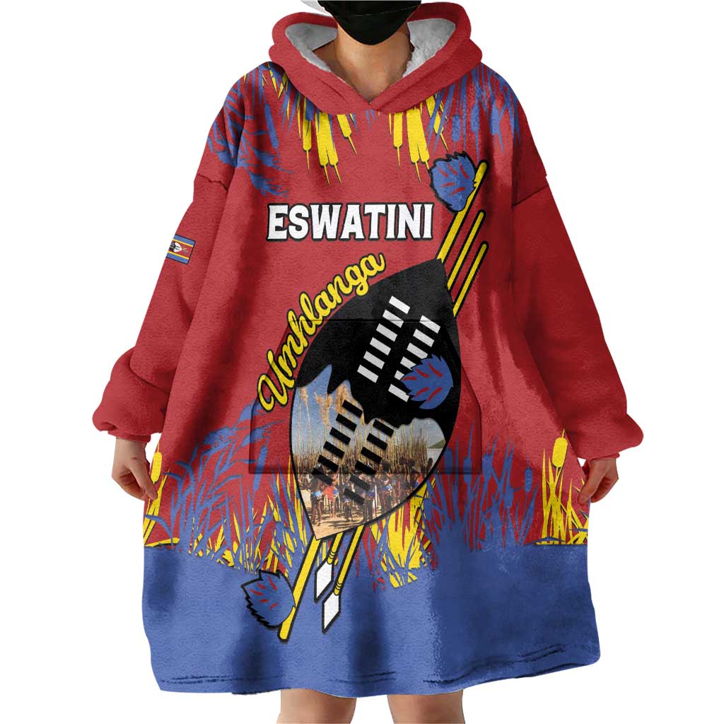 Personalized Eswatini Umhlanga Wearable Blanket Hoodie Nguni Shield With Reed - Wonder Print Shop