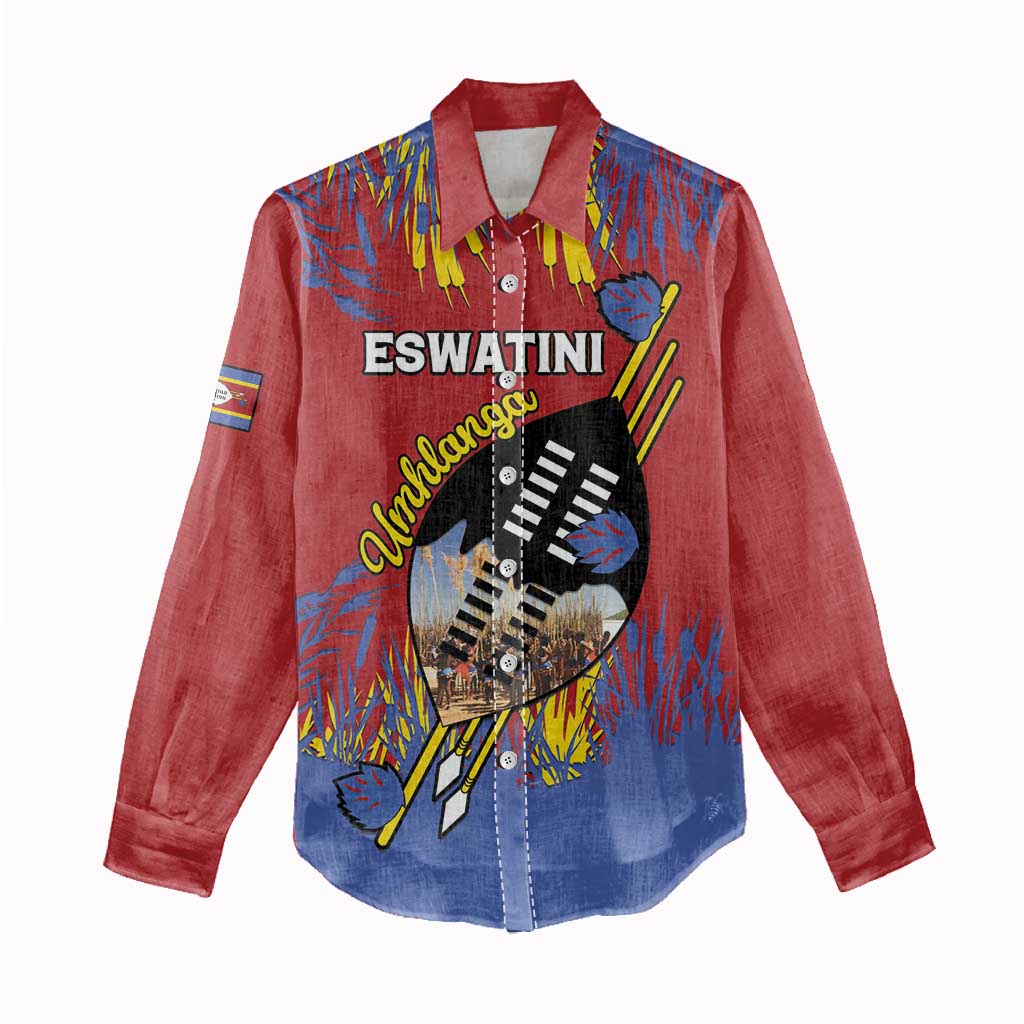 Personalized Eswatini Umhlanga Women Casual Shirt Nguni Shield With Reed - Wonder Print Shop