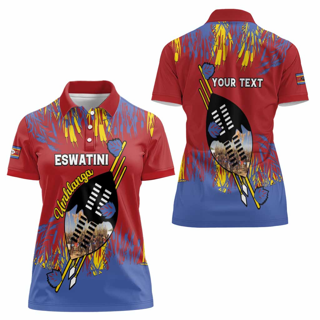 Personalized Eswatini Umhlanga Women Polo Shirt Nguni Shield With Reed - Wonder Print Shop