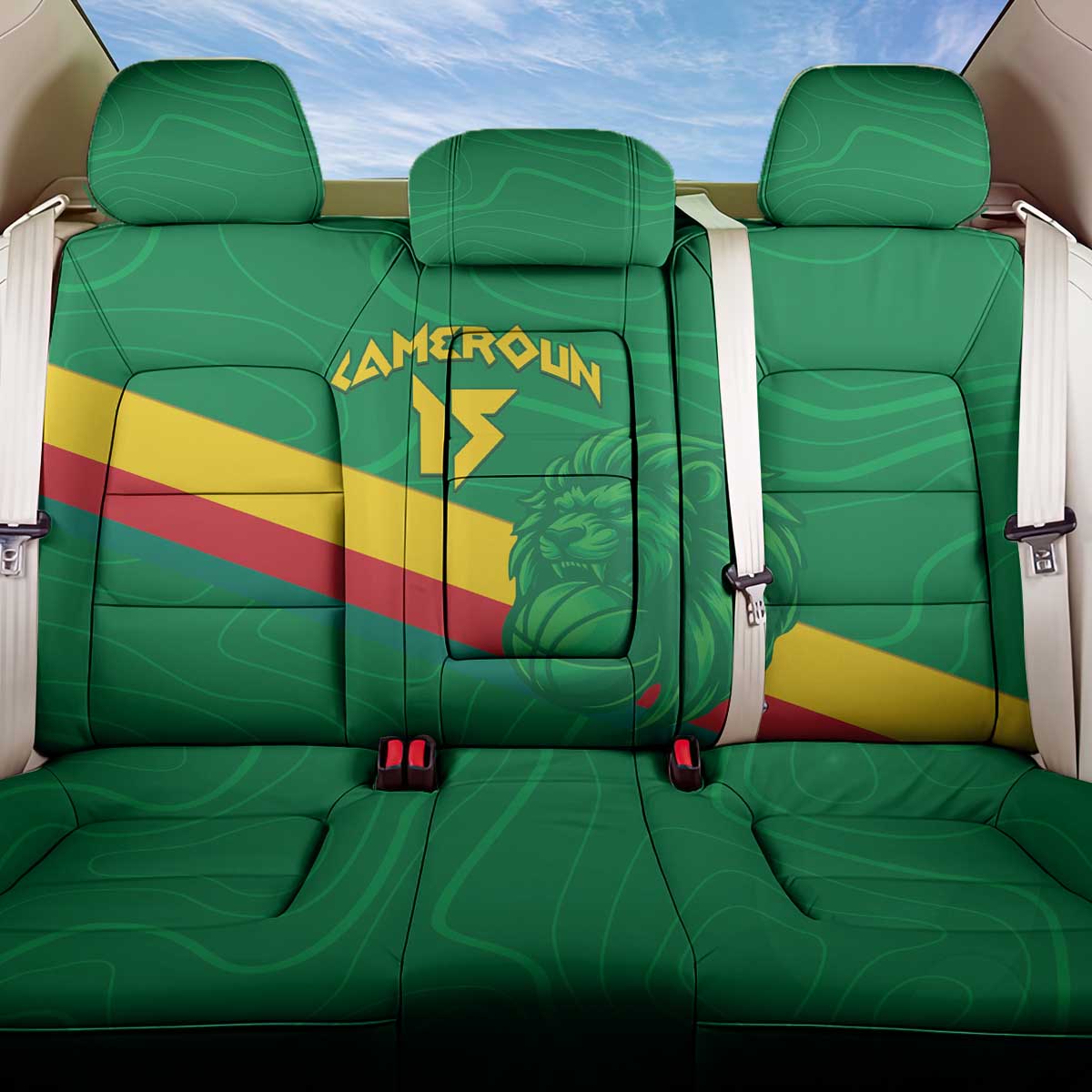 Custom Cameroon Basketball Back Car Seat Cover Go Champions Indomitable Lions - Wonder Print Shop