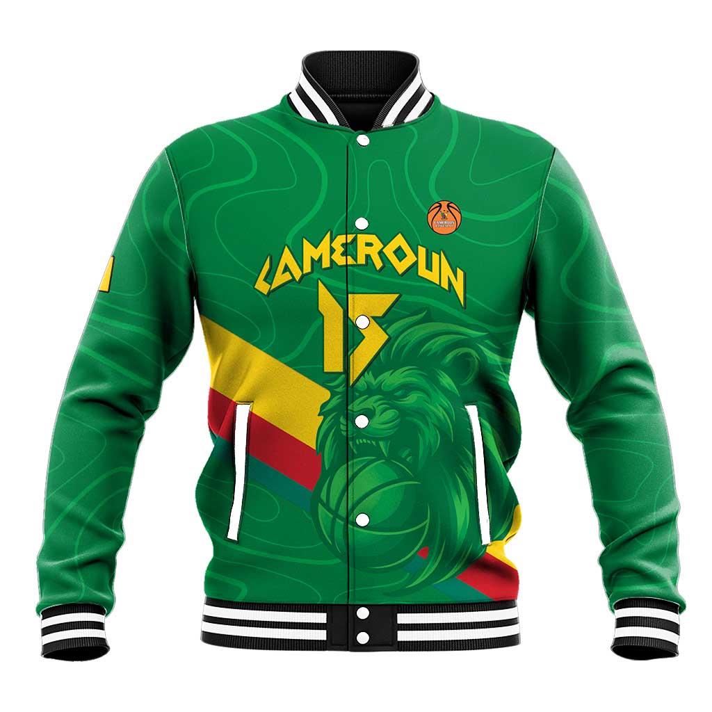 Custom Cameroon Basketball Baseball Jacket Go Champions Indomitable Lions - Wonder Print Shop