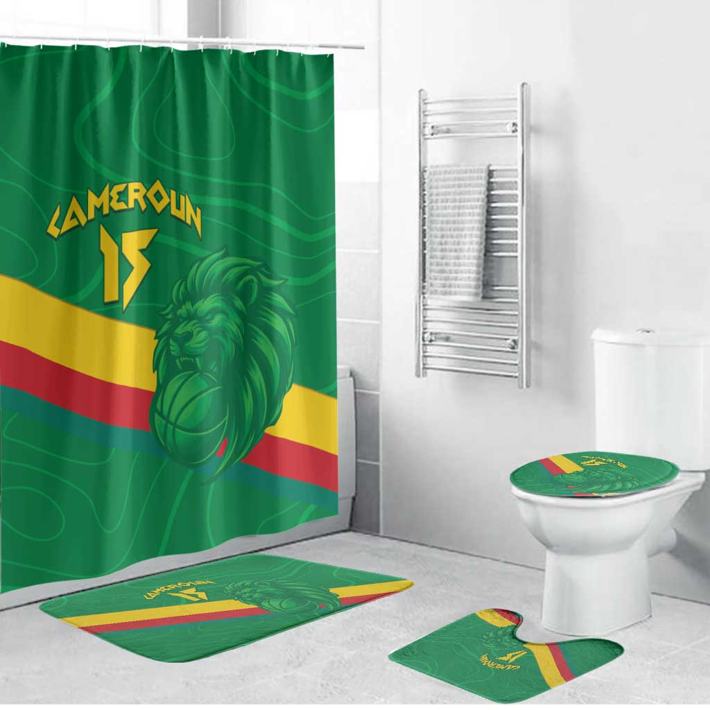 Custom Cameroon Basketball Bathroom Set Go Champions Indomitable Lions - Wonder Print Shop