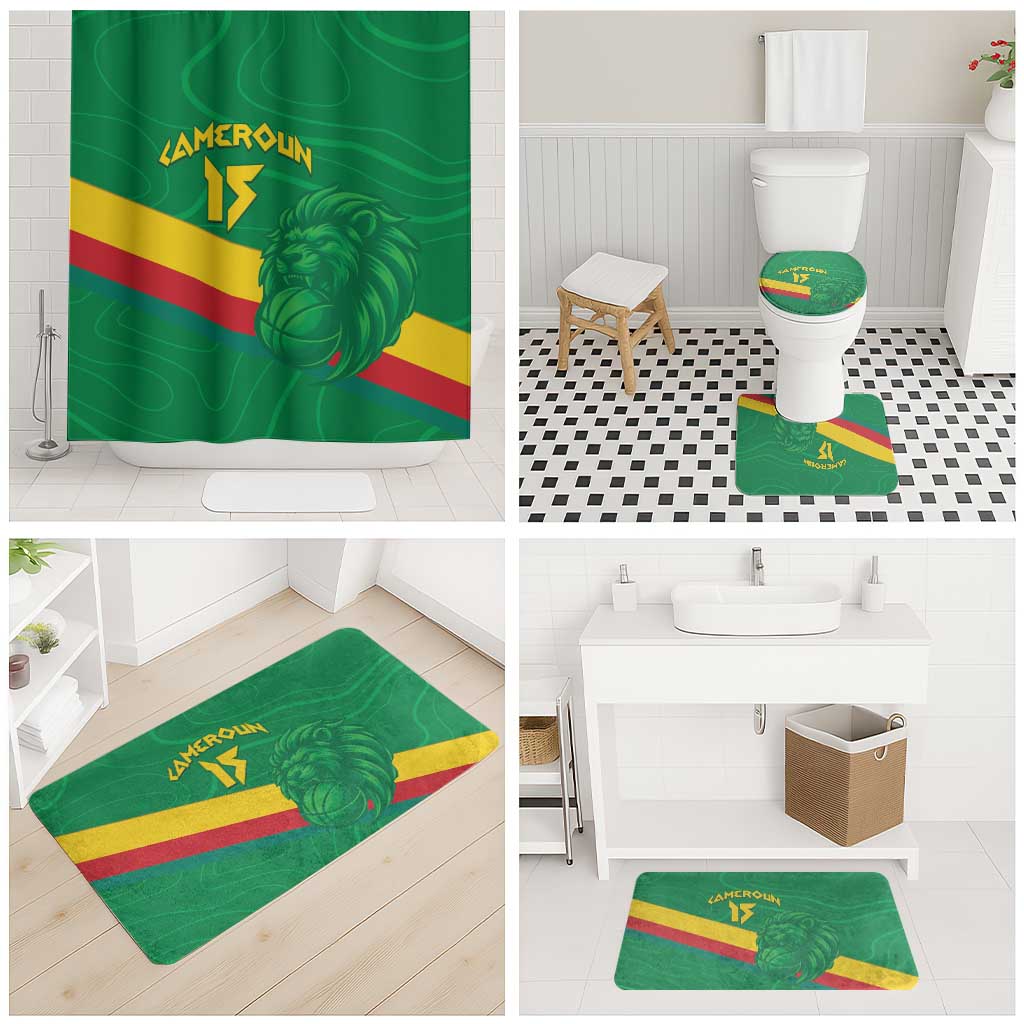Custom Cameroon Basketball Bathroom Set Go Champions Indomitable Lions - Wonder Print Shop