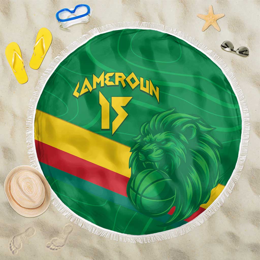 Custom Cameroon Basketball Beach Blanket Go Champions Indomitable Lions - Wonder Print Shop