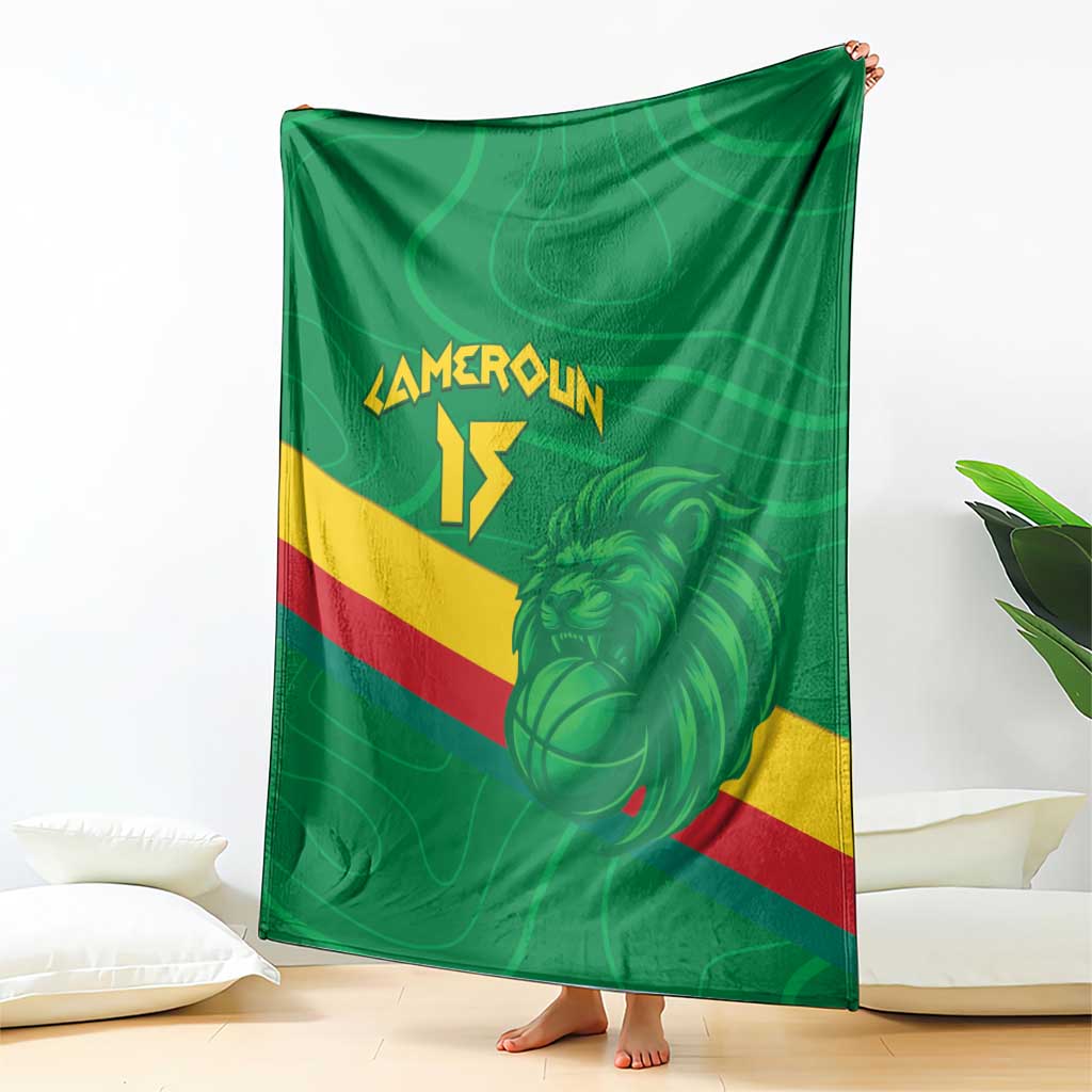 Custom Cameroon Basketball Blanket Go Champions Indomitable Lions - Wonder Print Shop